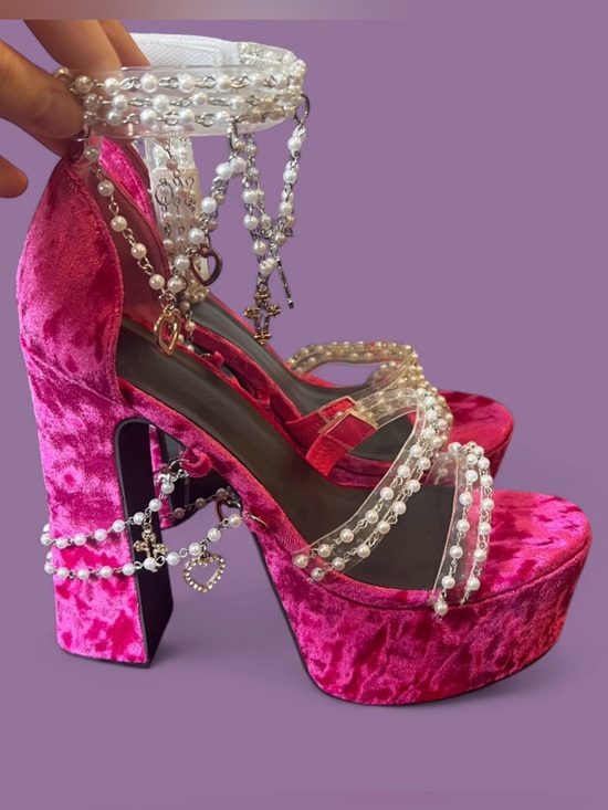 Dolls Kill Shoes - Sugar Thrillz x Dolls Kill - Holy Revelation Platform Heels - Magenta